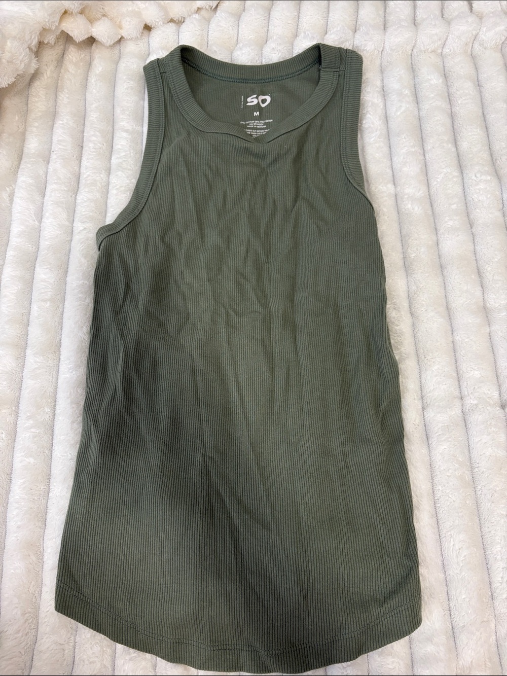 SO Olive Green Ribbed Tank Dress